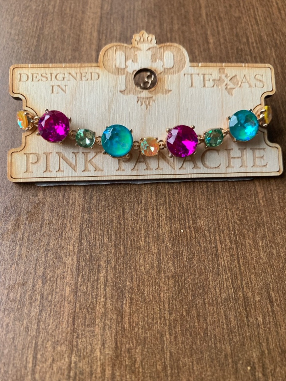 Pink Panache Multicolor Crystal Bracelet - Pink, Teal & Green